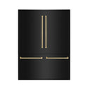 ZLINE Autograph Edition 60" 32.2 cu. ft. Built-in 4-Door French Door Refrigerator with Internal Water and Ice Dispenser in Black Stainless Steel with Champagne Bronze Accents (RBIVZ-BS-60-CB)