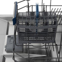 ZLINE 24 in. Tallac Series 3rd Rack Dishwasher with Copper Panel and Traditional Handle, 51dBa (DWV-C-24) close-up, utensil holder on bottom rack.