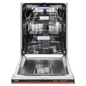 ZLINE 24" Tallac Series 3rd Rack Dishwasher with Copper Panel and Traditional Handle, 51dBa (DWV-C-24) front, door open.