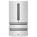 ZLINE Autograph Edition 36 in. 22.5 cu. ft Freestanding French Door Refrigerator with Ice Maker in Fingerprint Resistant Stainless Steel with Matte Black Accents (RFMZ-36-MB) front.