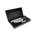 ZLINE 3-Piece Professional Damascus Steel Kitchen Knife Set (KSETT-JD-3) side, box open with knives inside.