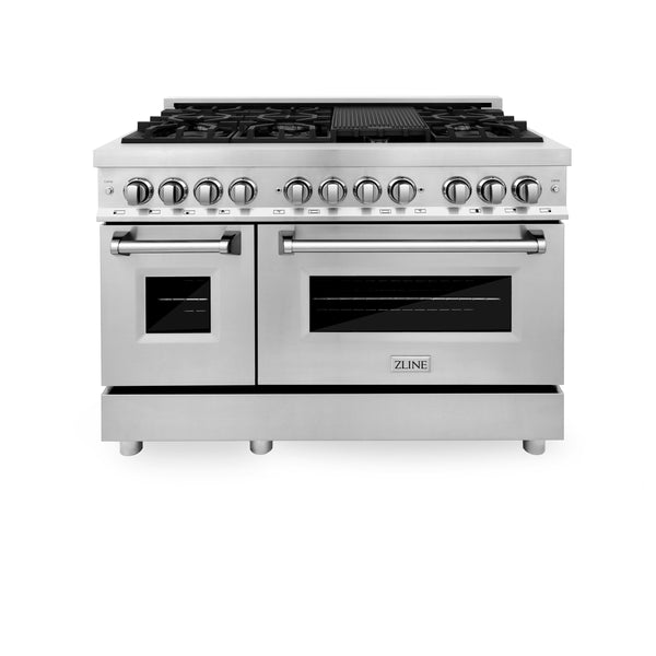 ZLINE 48 in. 6.0 cu. ft. Legacy Dual Fuel Range with 7 Burner Gas Cooktop and 2 Electric Ovens in Stainless Steel (RA48)