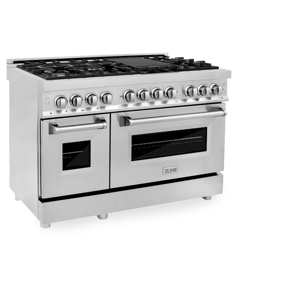 ZLINE 48 in. 6.0 cu. ft. Legacy Dual Fuel Range with 7 Burner Gas Cooktop and 2 Electric Ovens in Stainless Steel (RA48)