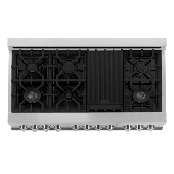 ZLINE 48 in. 6.0 cu. ft. Legacy Dual Fuel Range with 7 Burner Gas Cooktop and 2 Electric Ovens in Stainless Steel (RA48)