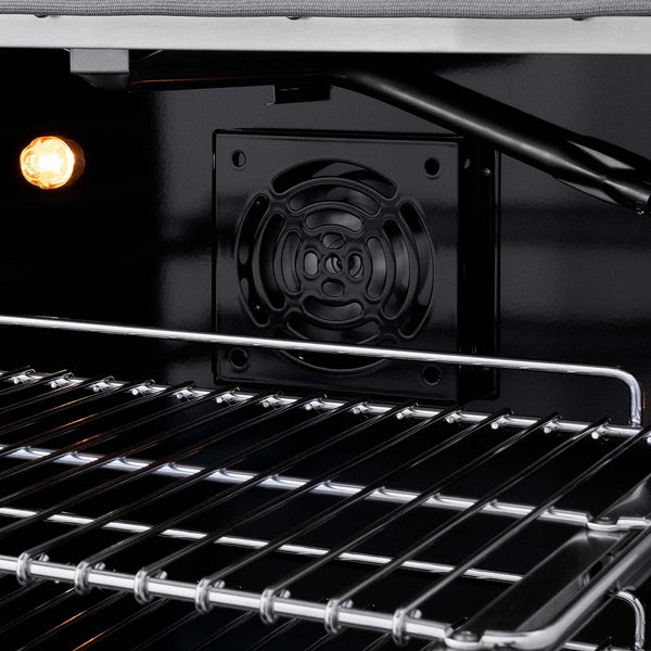 Convection fan and lighting inside oven of ZLINE SGR Gas Range close-up.