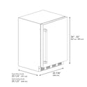 ZLINE 24 in. Touchstone 151 Can Beverage Fridge With Solid Stainless Steel Door (RBSO-ST-24) dimensional diagram with measurements.