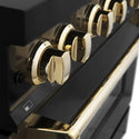 ZLINE Autograph Edition 48 in. Range Knobs and Lamp Button in Black Stainless Steel with Gold Accents