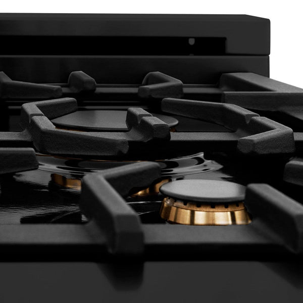 ZLINE Autograph Edition 48 in. Range in Black Stainless Steel with Gold Accents Burners and High Grates